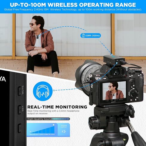 BOYA Wireless Lavalier Microphone BY-XM6-K2 2.4GHz Dual-Channel Wireless Lapel Microphones with Charging Case for Cameras Phones DSLR Clip on Mic for Video Recording Live Streaming YouTube Interview in Kuwait