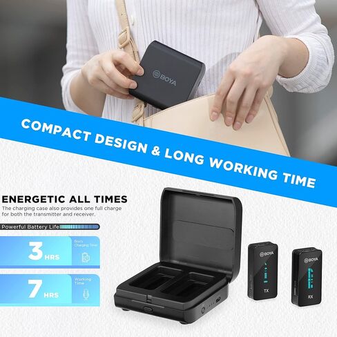 BOYA Wireless Lavalier Microphone BY-XM6-K2 2.4GHz Dual-Channel Wireless Lapel Microphones with Charging Case for Cameras Phones DSLR Clip on Mic for Video Recording Live Streaming YouTube Interview in Kuwait