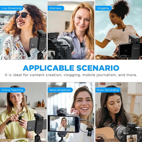 BOYA Wireless Lavalier Microphone BY-XM6-K2 2.4GHz Dual-Channel Wireless Lapel Microphones with Charging Case for Cameras Phones DSLR Clip on Mic for Video Recording Live Streaming YouTube Interview in Kuwait