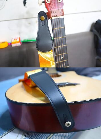 حزام جيتار RAUYIVANY، ألياف البوليستر وأشرطة جيتار جلدية طويلة، زر حزام 2 أقفال حزام 3 اختيارات جيتار، الطول 41-61 بوصة، للجيتار الصوتي الكهربائي in Kuwait