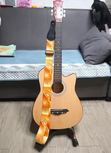 حزام جيتار RAUYIVANY، ألياف البوليستر وأشرطة جيتار جلدية طويلة، زر حزام 2 أقفال حزام 3 اختيارات جيتار، الطول 41-61 بوصة، للجيتار الصوتي الكهربائي in Kuwait