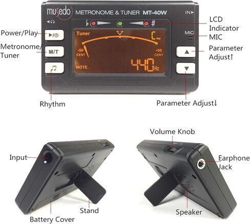 Musedo MT-40W 3-in-1 Digital Wind Instrument Tuner Metronome Tone Generator for Chromatic, Sax, Flute, Clarinet, Windwood. Battery Included (Black) in Saudi Arabia