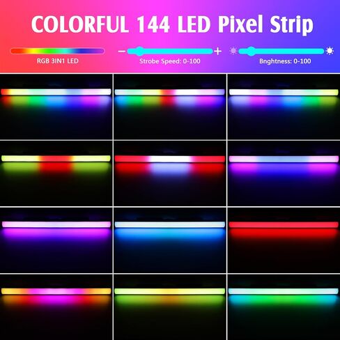 شريط أضواء المسرح، ValaVa 60W 144 RGB LED Pixel Light Bar، DMX DJ Lights Bar Sound المنشط Master/Slave Strobe Professional DJ معدات الإضاءة، لكنيسة حفلات الزفاف in Kuwait