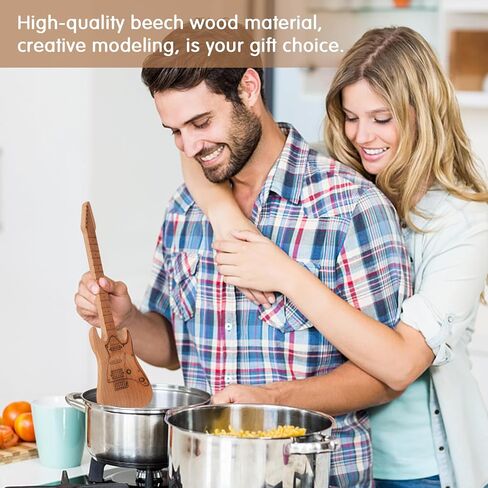 Guitar Shape Rockin Wooden Novelty Spatula Salad Server 10.5-inch for Flipping Cooking Gift for Music Enthusiasts (Acoustic Guitar) in Saudi Arabia