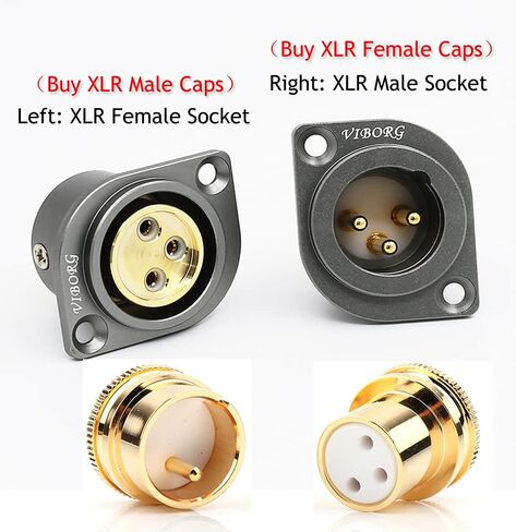 Tertullus 2 Pcs XLR Caps Brass Gold Plated Noise Stopper Dust Proof Shielding Caps Protector (1 XLR Female Caps+1 XLR Male Caps) in Saudi Arabia