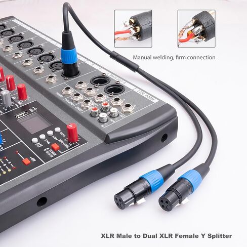 كابل مقسم HUALEU XLR، كابل ميكروفون XLR أنثى إلى ثنائي XLR ذكر Y، كابل XLR 1 أنثى إلى 2 ذكر XLR Y للخلاط، ومضخم الطاقة، والميكروفون in Kuwait
