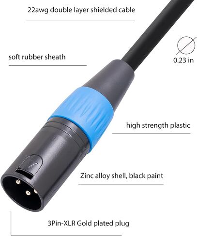 كابل مقسم HUALEU XLR، كابل ميكروفون XLR أنثى إلى ثنائي XLR ذكر Y، كابل XLR 1 أنثى إلى 2 ذكر XLR Y للخلاط، ومضخم الطاقة، والميكروفون in Kuwait