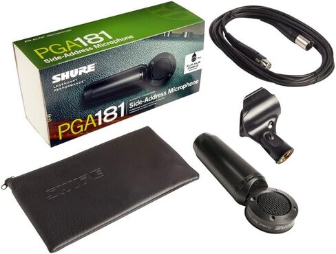 Shure PGA181 Condenser Microphone - Side-Address Mic for Instrument and Vocals with Cardioid Pick-up Pattern, 3-pin XLR Connector, 15' XLR-to-XLR Cable, Stand Adapter and Zipper Pouch (PGA181-XLR) in Saudi Arabia