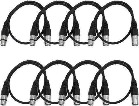 Seismic Audio - SAXLX-2-8 Pack of 2' Black XLR Male to XLR Female Patch Cables - Balanced - 2 Foot Patch Cords in Saudi Arabia