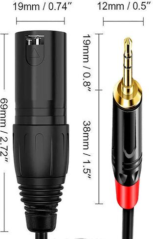 Sairps XLR to 1/4 TRS Stereo Adapter, 6.35mm Dual Channel to 3-pin XLR Male, XLR to 1/4 Balanced Microphone Stereo Audio Converter Adapter Cable -1.64 Feet in Kuwait