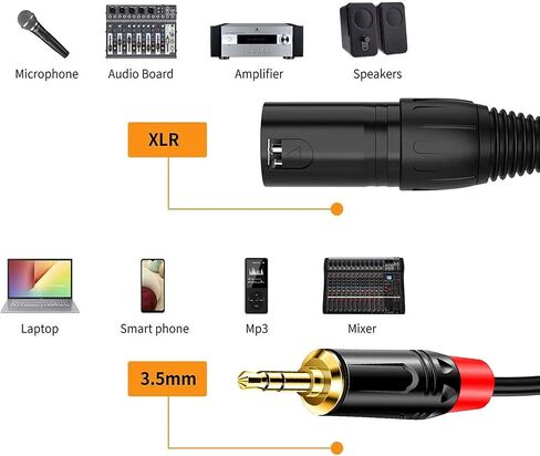 Sairps XLR to 1/4 TRS Stereo Adapter, 6.35mm Dual Channel to 3-pin XLR Male, XLR to 1/4 Balanced Microphone Stereo Audio Converter Adapter Cable -1.64 Feet in Kuwait