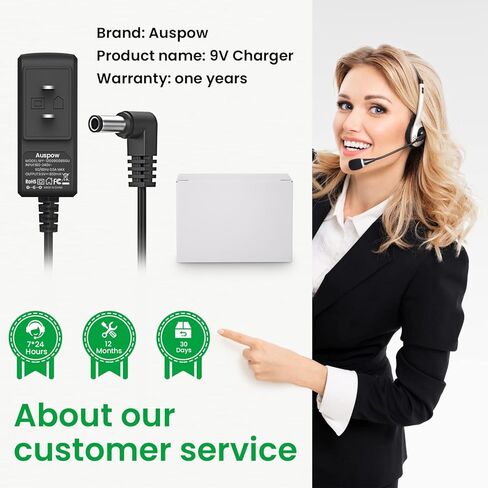 Auspow 9V 850mA Power Supply لدواسات الجيتار وسلك طاقة AC DC 9V، محول 9V لدواسة تأثيرات BOSS، الآلات الموسيقية Roland، التشويه، لوحة مفاتيح Casio، PSA-120، مركز سلبي in Kuwait