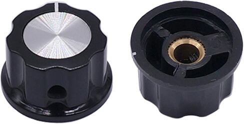 Taiss 10pcs Potentiometer Knob Silver Tone Top Rotary Knobs for 4 mm Dia. Shaft,Top Diameter: 16mm Black A01-4mm in Kuwait