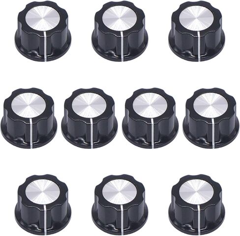 Taiss 10pcs Potentiometer Knob Silver Tone Top Rotary Knobs for 4 mm Dia. Shaft,Top Diameter: 16mm Black A01-4mm in Saudi Arabia