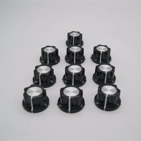 Taiss 10pcs Potentiometer Knob Silver Tone Top Rotary Knobs for 4 mm Dia. Shaft,Top Diameter: 16mm Black A01-4mm in Saudi Arabia