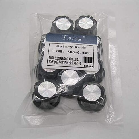 Taiss 10pcs Potentiometer Knob Silver Tone Top Rotary Knobs for 4 mm Dia. Shaft,Top Diameter: 16mm Black A01-4mm in Kuwait