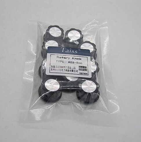 Taiss 10pcs Potentiometer Knob Silver Tone Top Rotary Knobs for 4 mm Dia. Shaft,Top Diameter: 16mm Black A01-4mm in Kuwait