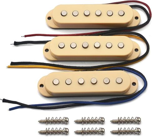MAXCHEER Alnico 5 Strat Pickup Single Coil Pickups جيتار الرقبة/الوسط/الجسر لاقط للجيتار الكهربائي Strat Squier (أسود) in Kuwait