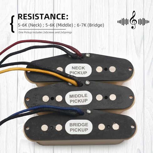MAXCHEER Alnico 5 Strat Pickup Single Coil Pickups جيتار الرقبة/الوسط/الجسر لاقط للجيتار الكهربائي Strat Squier (أسود) in Kuwait