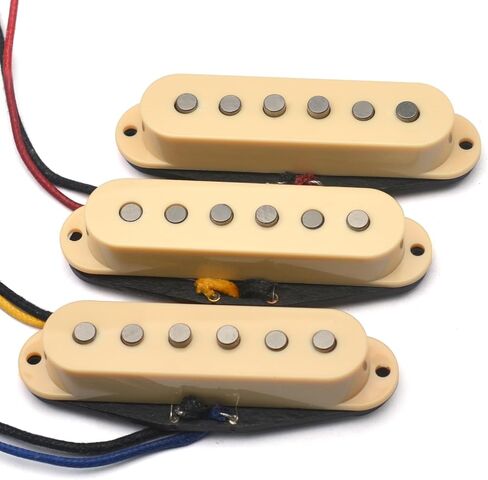 MAXCHEER Alnico 5 Strat Pickup Single Coil Pickups جيتار الرقبة/الوسط/الجسر لاقط للجيتار الكهربائي Strat Squier (أسود) in Kuwait