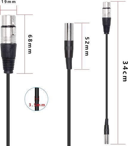 XMSJSIY Mini XLR أنثى إلى XLR ذكر محول كابل الصوت، 3 دبوس XLR إلى Mini 3 Pin XLR سلك كابل ميكروفون لكاميرا ميكروفون Lavalier - قطعة واحدة (Mini XLR أنثى إلى XLR ذكر) in Kuwait