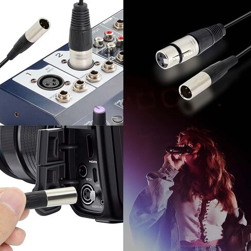 XMSJSIY Mini XLR أنثى إلى XLR ذكر محول كابل الصوت، 3 دبوس XLR إلى Mini 3 Pin XLR سلك كابل ميكروفون لكاميرا ميكروفون Lavalier - قطعة واحدة (Mini XLR أنثى إلى XLR ذكر) in Kuwait