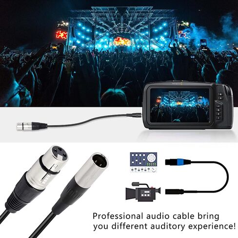 XMSJSIY Mini XLR أنثى إلى XLR ذكر محول كابل الصوت، 3 دبوس XLR إلى Mini 3 Pin XLR سلك كابل ميكروفون لكاميرا ميكروفون Lavalier - قطعة واحدة (Mini XLR أنثى إلى XLR ذكر) in Kuwait