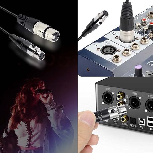 XMSJSIY Mini XLR أنثى إلى XLR ذكر محول كابل الصوت، 3 دبوس XLR إلى Mini 3 Pin XLR سلك كابل ميكروفون لكاميرا ميكروفون Lavalier - قطعة واحدة (Mini XLR أنثى إلى XLR ذكر) in Kuwait