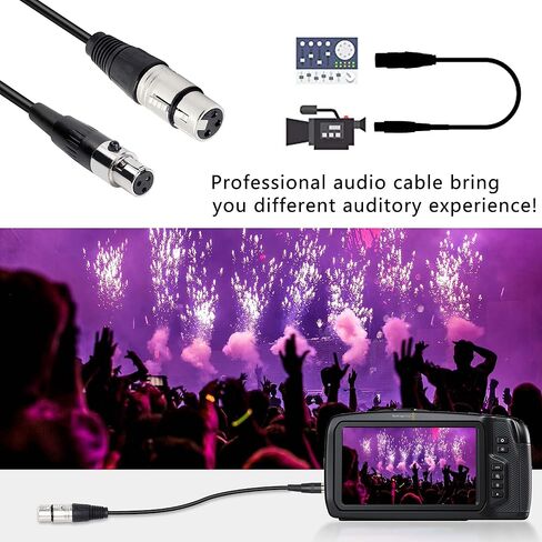 XMSJSIY Mini XLR أنثى إلى XLR ذكر محول كابل الصوت، 3 دبوس XLR إلى Mini 3 Pin XLR سلك كابل ميكروفون لكاميرا ميكروفون Lavalier - قطعة واحدة (Mini XLR أنثى إلى XLR ذكر) in Kuwait