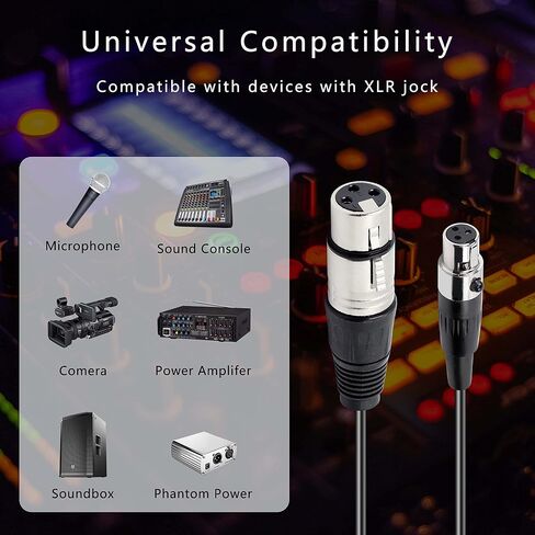 XMSJSIY Mini XLR أنثى إلى XLR ذكر محول كابل الصوت، 3 دبوس XLR إلى Mini 3 Pin XLR سلك كابل ميكروفون لكاميرا ميكروفون Lavalier - قطعة واحدة (Mini XLR أنثى إلى XLR ذكر) in Kuwait