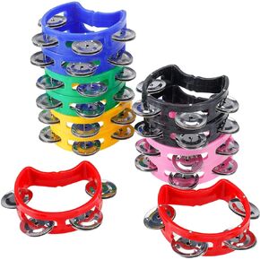 باتيور اجراس الدف اليدوية، 12 قطعة من الدف الايقاعي الموسيقي البلاستيكي مع 4 اجراس ودف معدنية in Kuwait