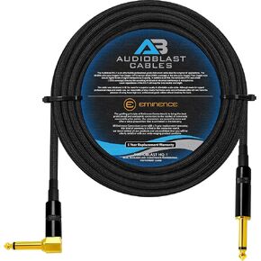 Audioblast - 50 Foot - HQ-1 - Braid(Black) Flexible-Dual Shielded(100%)-Guitar Instrument Effects Pedal Patch Cable w/Eminence Straight & Angled Gold ¼ inch (6.35mm) TS Plugs & Double Staggered Boots in Saudi Arabia