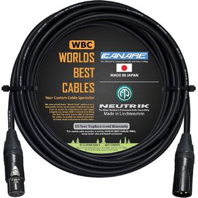 WORLDS BEST CABLES 20 Foot – Quad Balanced Microphone Cable Custom Made Using Canare L-4E6S Wire and Neutrik Gold NC3MXX-B Male & NC3FXX-B Female XLR Plugs in Saudi Arabia