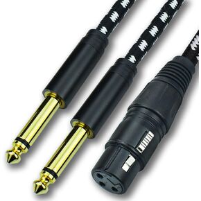 Mugteeve XLR أنثى إلى كابل مقسم مزدوج 1/4، 10 أقدام أنثى XLR إلى مزدوج ربع بوصة TS كابل أحادي الاختراق Y، مجدول من النايلون عالي التحمل، محمي OFC، للخلاط، شاشة الاستوديو، واجهة الصوت in Kuwait
