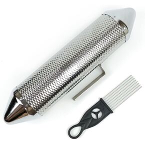 LOONELO Metal Guiro، أداة تدريب على الآلات الإيقاعية من الفولاذ المقاوم للصدأ مع مكشطة، مرافقة الفرقة الموسيقية الإيقاعية اللاتينية من LOONELO (فضي - 12 × 4 بوصة)