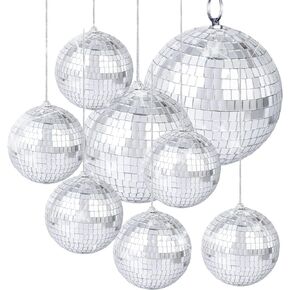 مراة ديسكو من 8 قطع بتصميم كرة زجاجية عاكسة بلون فضي لتزيين الحفلات بطابع الديسكو وديسكو، ديكور للمنزل والمدرسة والديسكو in Kuwait
