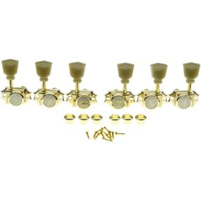 KAISH 3x3 Vintage Style Guitar Locking Tuners Guitar Tuning Keys Pegs Guitar Lock Machine Heads for Les Paul Guitars Gold with Keystone Button