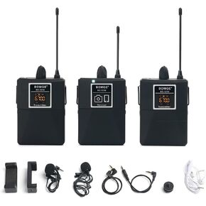 نظام ميكروفون لافالير لاسلكي قابل للطي / ميكروفون سماعة رأس/ميكروفون للمقابلة، لهواتف ايفون والهواتف الذكية التي تعمل بنظام اندرويد ومكبر صوت PA والتعليم وكاميرا DSLR والتابلت (نطاق 164 قدم) in Kuwait