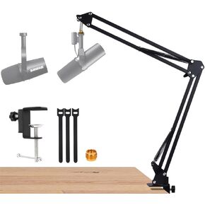 لذراع Shure Sm7b mv88+ وMv7 White Boom Arm، حامل ميكروفون أبيض متوافق مع ميكروفون Shure Sm7b وShure mv7، ذراع ميكروفون أبيض Shure Sm7b وShure Mv7 مثالي للبودكاست والألعاب