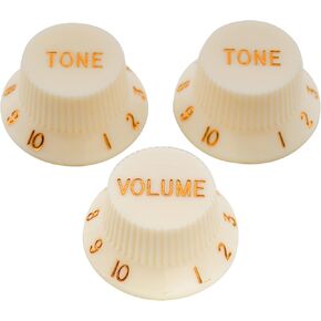 Musiclily Pro Imperial Inch Size 1 Volume 2 Tone Strat Knobs Set for USA Made Fender Stratocaster Electric Guitar, Black