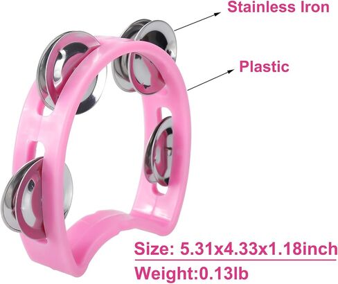 باتيور اجراس الدف اليدوية، 12 قطعة من الدف الايقاعي الموسيقي البلاستيكي مع 4 اجراس ودف معدنية in Kuwait