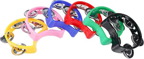 باتيور اجراس الدف اليدوية، 12 قطعة من الدف الايقاعي الموسيقي البلاستيكي مع 4 اجراس ودف معدنية in Kuwait