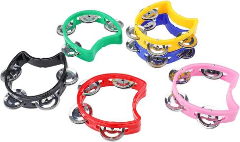 باتيور اجراس الدف اليدوية، 12 قطعة من الدف الايقاعي الموسيقي البلاستيكي مع 4 اجراس ودف معدنية in Kuwait