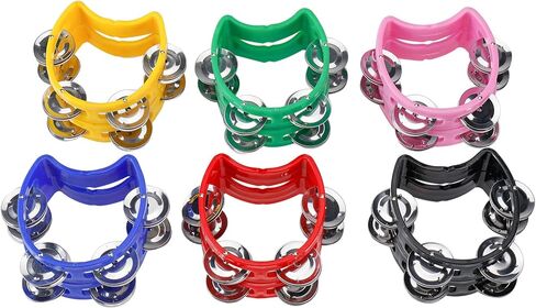 باتيور اجراس الدف اليدوية، 12 قطعة من الدف الايقاعي الموسيقي البلاستيكي مع 4 اجراس ودف معدنية in Kuwait