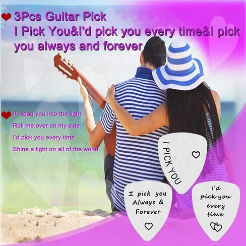 3Pcs Guitar Picks,I Pick You& I'd Pick You Every Time&I Pick You Always&Forever Guitar Pick Gift for Him Musician Husband Boyfriend Fiancé Dad in Saudi Arabia