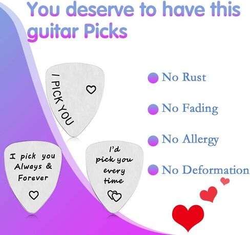 3Pcs Guitar Picks,I Pick You& I'd Pick You Every Time&I Pick You Always&Forever Guitar Pick Gift for Him Musician Husband Boyfriend Fiancé Dad in Saudi Arabia