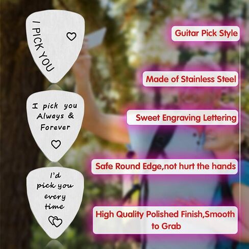3Pcs Guitar Picks,I Pick You& I'd Pick You Every Time&I Pick You Always&Forever Guitar Pick Gift for Him Musician Husband Boyfriend Fiancé Dad in Saudi Arabia