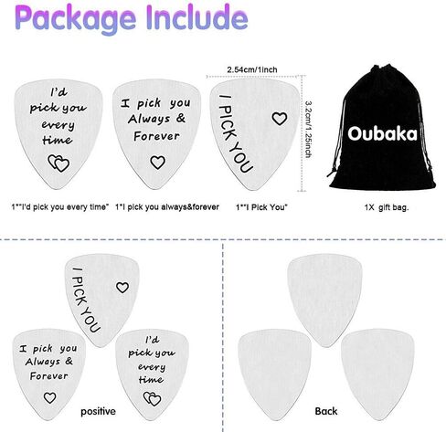 3Pcs Guitar Picks,I Pick You& I'd Pick You Every Time&I Pick You Always&Forever Guitar Pick Gift for Him Musician Husband Boyfriend Fiancé Dad in Saudi Arabia