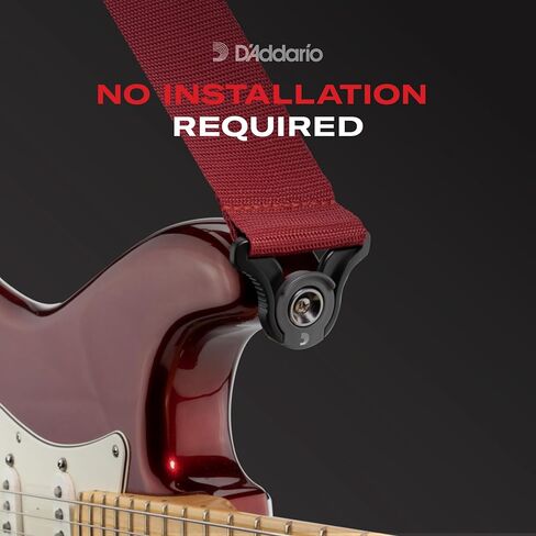 حزام جيتار بقفل تلقائي من D'Addario Accessories - ملحقات جيتار صوتي وكهربائي - قفل تلقائي سهل الاستخدام يستخدم أزرار حزام الجيتار الموجودة - نايلون - أسود in Kuwait