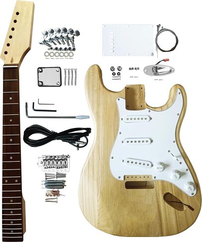 Electric Guitar Kits Strat Style Beginner Kits 6 String Right Handed with Paulownia Wood Body Maple Neck Rosewood Fingerboard Chrome Hardware Build Your Own Guitar in Saudi Arabia